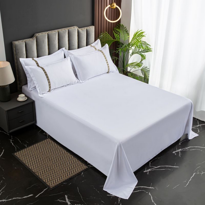 91家纺网 家纺一手货源 找家纺 三俏家纺 2024新款星级酒店100克平纹四件套 复古咖-100克平纹