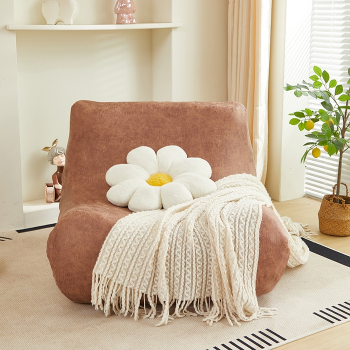 91家纺网 家纺一手货源 找家纺 2024新款防水皮革懒人沙发套 棕黄