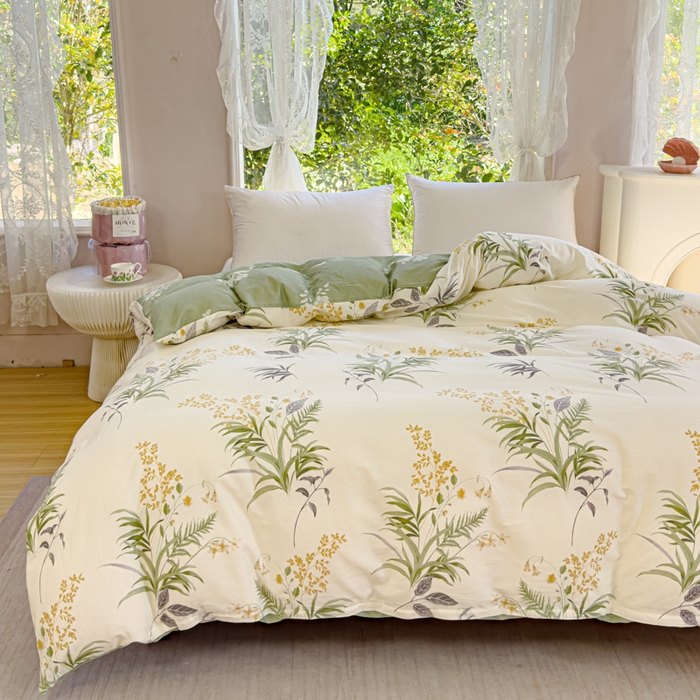 91家纺网 家纺一手货源 找家纺 2024新款ins风全棉印花单品被套清风絮语