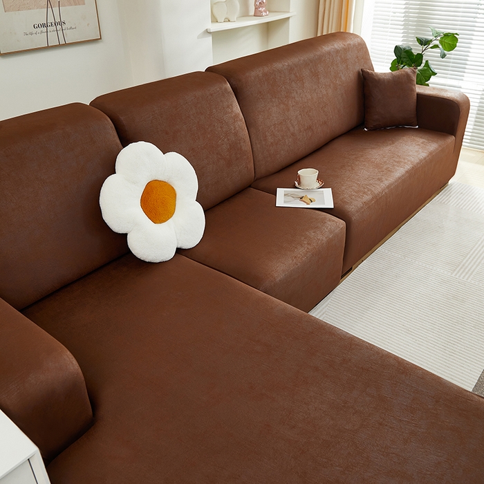 91家纺网 家纺一手货源 找家纺 2024新款防水皮革全包沙发套松紧款 深咖