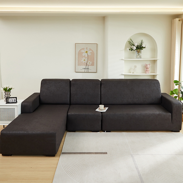 91家纺网 家纺一手货源 找家纺 2024新款防水皮革全包沙发套松紧款 黑色