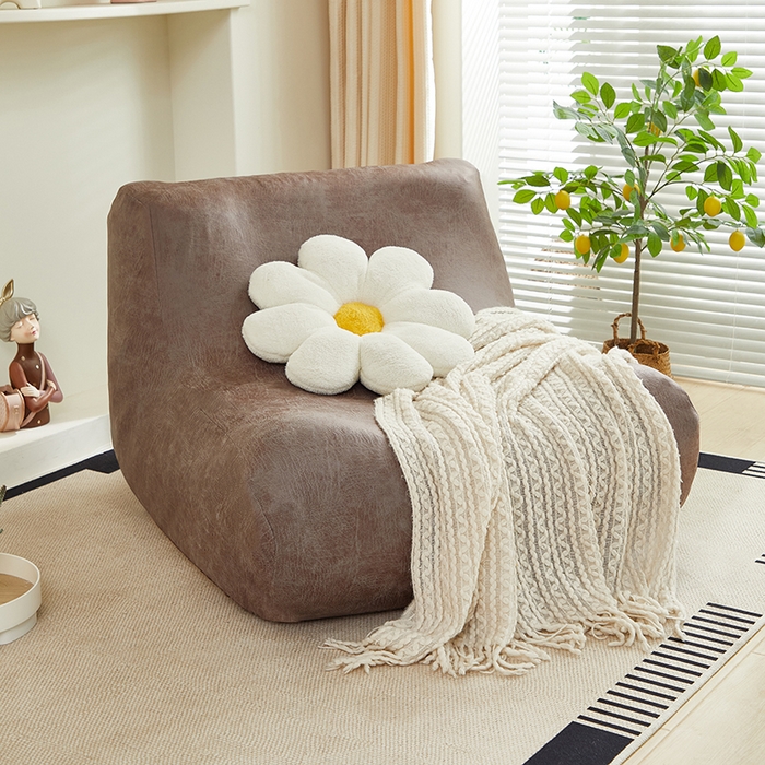 91家纺网 家纺一手货源 找家纺 2024新款防水皮革懒人沙发套 茶褐色