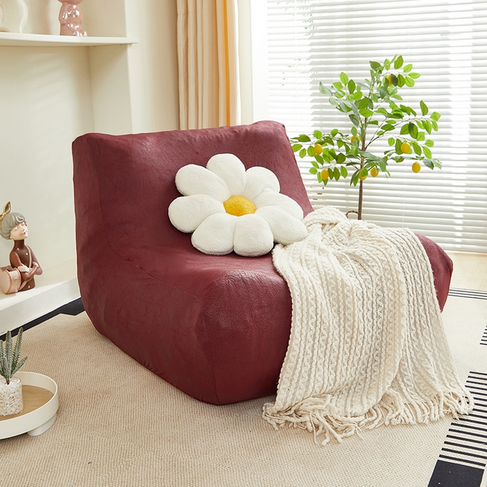 91家纺网 家纺一手货源 找家纺 2024新款防水皮革懒人沙发套 酒红