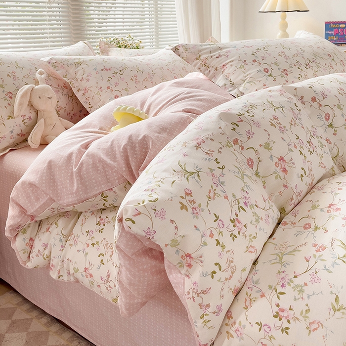 91家纺网 家纺一手货源 找家纺 卡普纯棉全棉四件套13070喷气床单款床笠款三件套 花蔓梦境