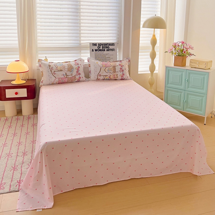 91家纺网 家纺一手货源 找家纺 楠沐家纺 （套件）2025新款亲肤芦荟棉美棉磨毛印花四件套(第二批) 爱心萝莉熊