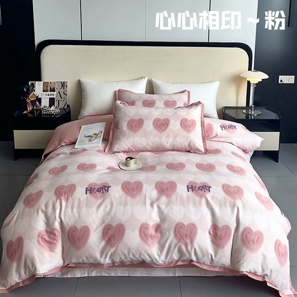 91家纺网 家纺一手货源 找家纺 （总）未来家居 2024新款卡口款全棉加厚活性超柔磨毛四件套