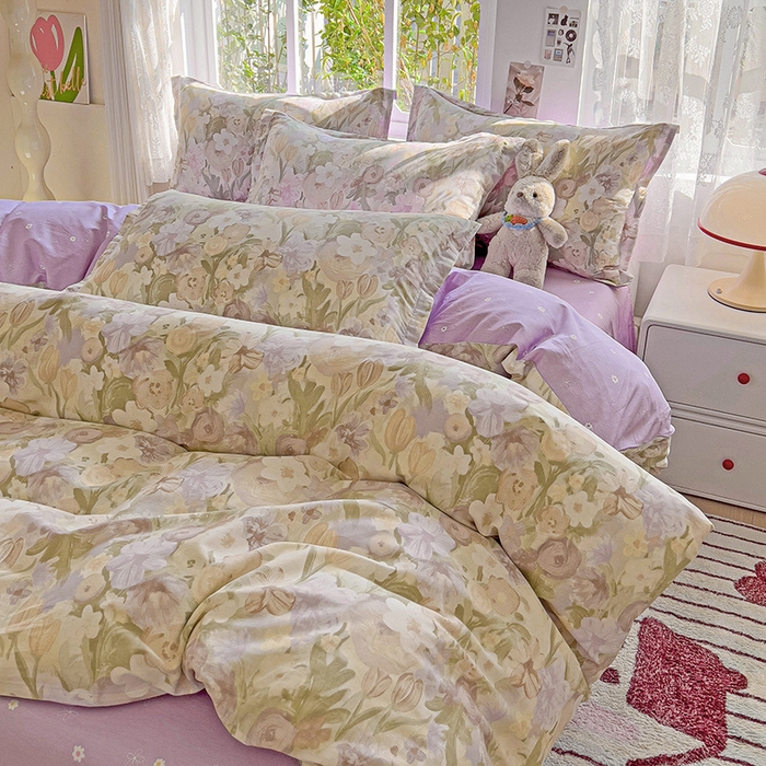 91家纺网 家纺一手货源 找家纺 卡普纯棉全棉四件套13070喷气床单款床笠款三件套 蒂芙娜-咖