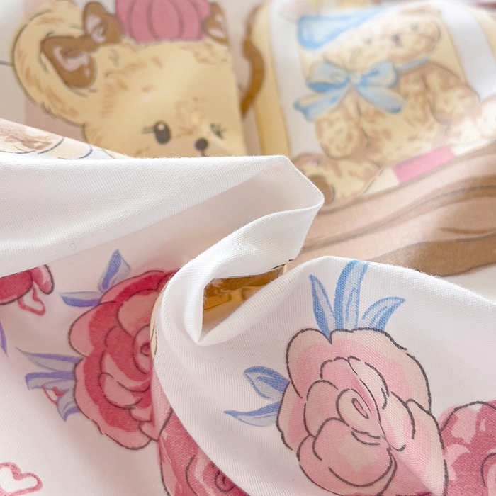 91家纺网 家纺一手货源 找家纺 楠沐家纺 （套件）2025新款亲肤芦荟棉美棉磨毛印花四件套(第二批) 爱心萝莉熊