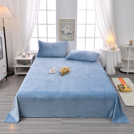 91家纺网 家纺一手货源 找家纺 泽西家纺 2024新款高克重加厚牛奶绒单床单 跨境 外贸 牛奶绒床单-星空蓝