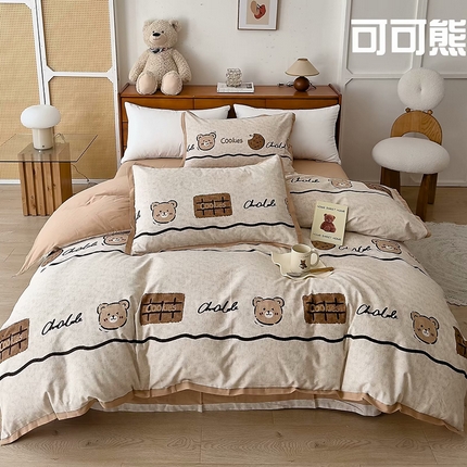 91家纺网 家纺一手货源 找家纺 （总）未来家居 2024新款卡口款全棉加厚活性超柔磨毛四件套