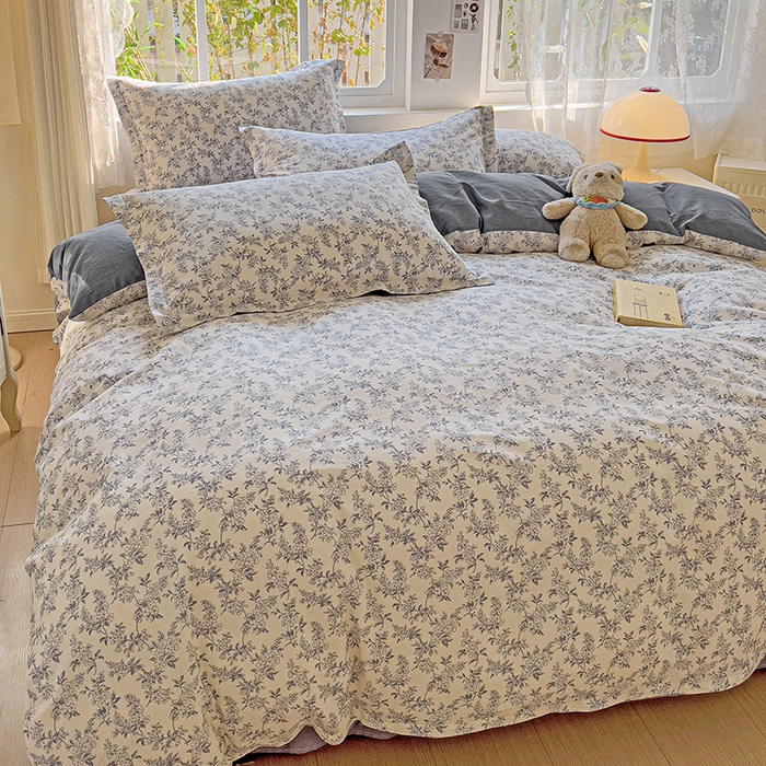 91家纺网 家纺一手货源 找家纺 卡普纯棉全棉四件套13070喷气床单款床笠款三件套 墨兰