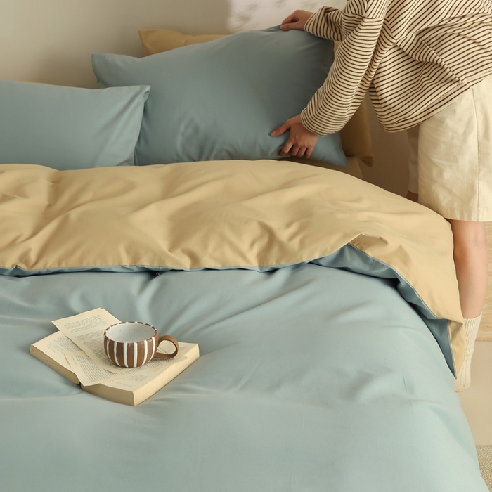 91家纺网 家纺一手货源 找家纺 轩和家居 2024新款50S长绒棉磨毛四件套（控价：179 、229 、249 床笠+10元） 灰蓝+田园风光