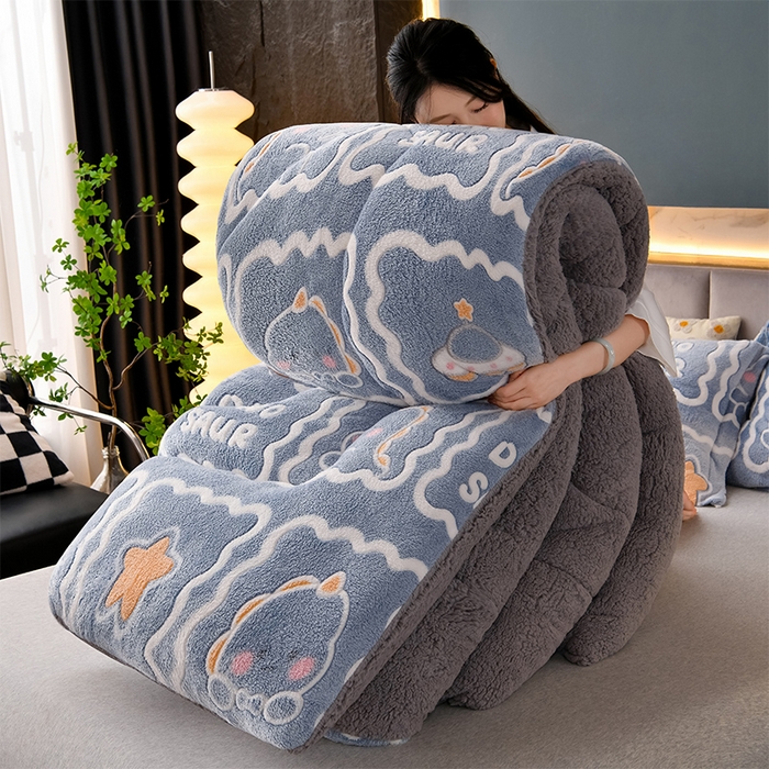 91家纺网 家纺一手货源 找家纺 锦逸家居 2024新款AB版雪花绒冬被羊羔绒冬被被子被芯春秋被 好几只恐龙