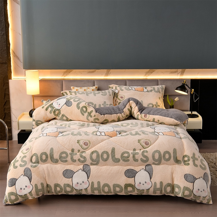 91家纺网 家纺一手货源 找家纺 锦逸家居 2024新款AB版雪花绒冬被羊羔绒冬被被子被芯春秋被 萌宠乐园