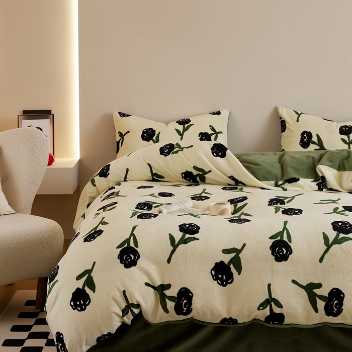 91家纺网 家纺一手货源 找家纺 时光里 2024新款230克牛奶绒印花四件套 绿野仙踪