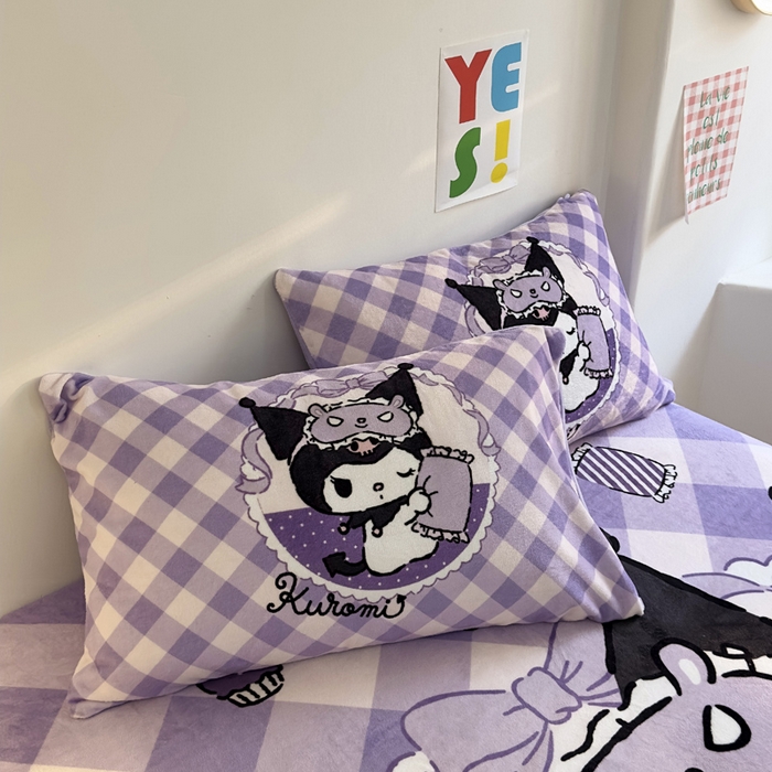 91家纺网 家纺一手货源 找家纺 金爱家 2024新款大阪单品牛奶绒床笠 绒-D糖果库洛米