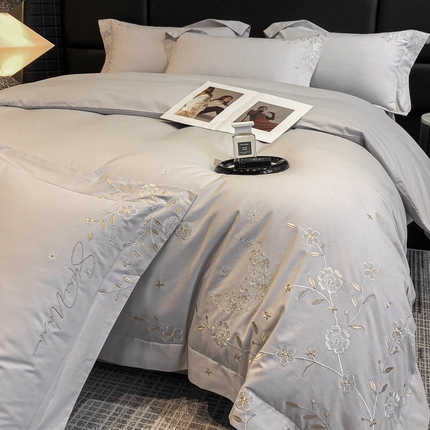 家居1号家纺 2024新款全棉陶瓷磨毛四件套-黛安娜 黛安娜-淡雅灰