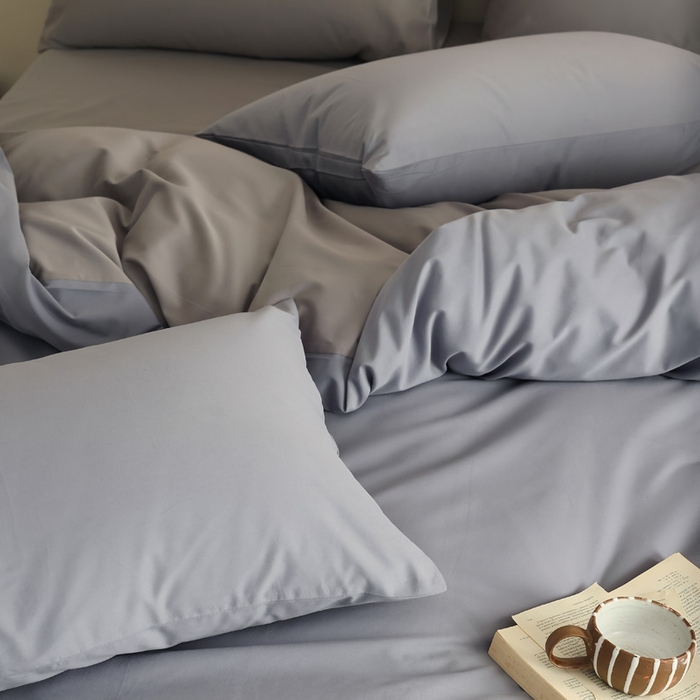 91家纺网 家纺一手货源 找家纺 轩和家居 2024新款50S长绒棉磨毛四件套（控价：179 、229 、249 床笠+10元） 蓝莓紫+中灰