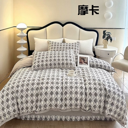 91家纺网 家纺一手货源 找家纺 （总）未来家居 2024新款卡口款全棉加厚活性超柔磨毛四件套