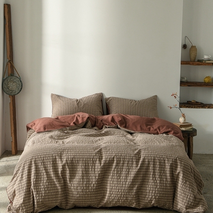 简家居 2024新款色织提花四件套 简笔画 酱紫