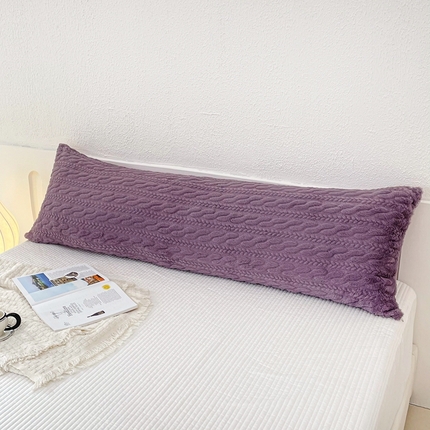 云玲时尚 2025新款麦穗兔毛绒双人枕套 紫