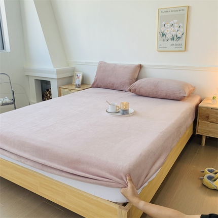 泽西家纺 2024新款高克重加厚牛奶绒单床笠 跨境 外贸 牛奶绒床笠-奶咖