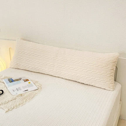 云玲时尚 2025新款麦穗兔毛绒双人枕套 米白