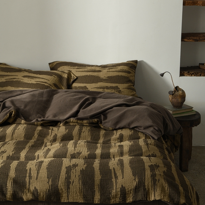 91家纺网 家纺一手货源 找家纺 简家居 2024新款色织提花四件套-桃木 桃木咖