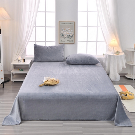 91家纺网 家纺一手货源 找家纺 泽西家纺 2024新款高克重加厚牛奶绒单床单 跨境 外贸 牛奶绒床单-高级灰