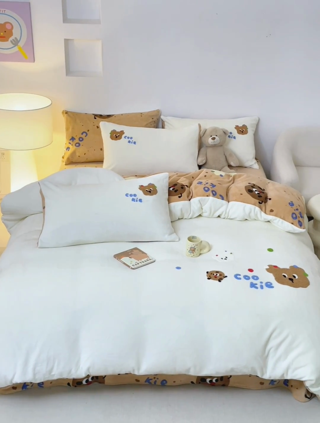 91家纺网 家纺一手货源 找家纺 娜娜 2024新款高克重牛奶绒毛巾绣四件套 熊仔贝贝