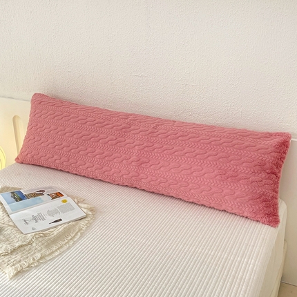 云玲时尚 2025新款麦穗兔毛绒双人枕套 豆沙