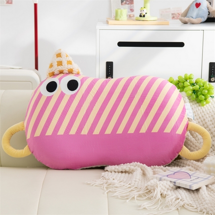 91家纺网 家纺一手货源 找家纺 （总）仁宇枕业 2024新款水晶绒卡通记忆枕头条纹大眼小怪兽儿童记忆枕芯