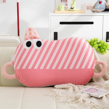 91家纺网 家纺一手货源 找家纺 （总）仁宇枕业 2024新款水晶绒卡通记忆枕头条纹大眼小怪兽儿童记忆枕芯