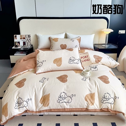 91家纺网 家纺一手货源 找家纺 （总）未来家居 2024新款卡口款全棉加厚活性超柔磨毛四件套