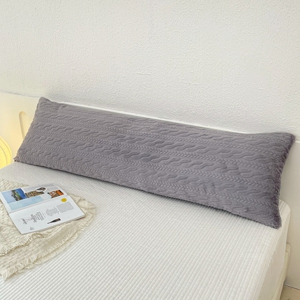 云玲时尚 2025新款麦穗兔毛绒双人枕套 灰