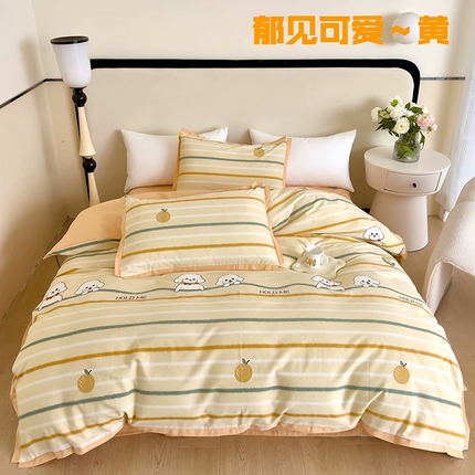 91家纺网 家纺一手货源 找家纺 （总）未来家居 2024新款卡口款全棉加厚活性超柔磨毛四件套