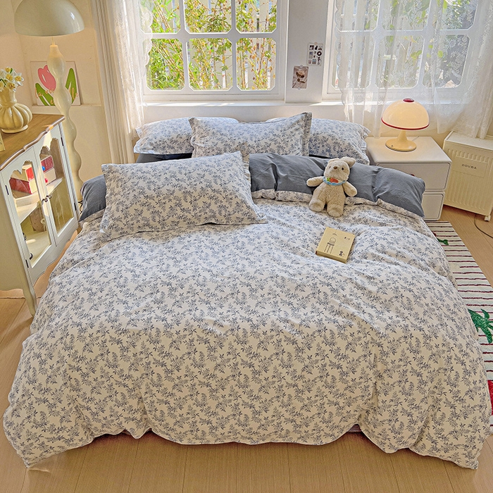 91家纺网 家纺一手货源 找家纺 卡普纯棉全棉四件套13070喷气床单款床笠款三件套 墨兰