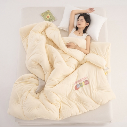 薇玛仕 2025秋冬新款-A类针织云柔棉立体烫画大豆被芯 南瓜-奶黄