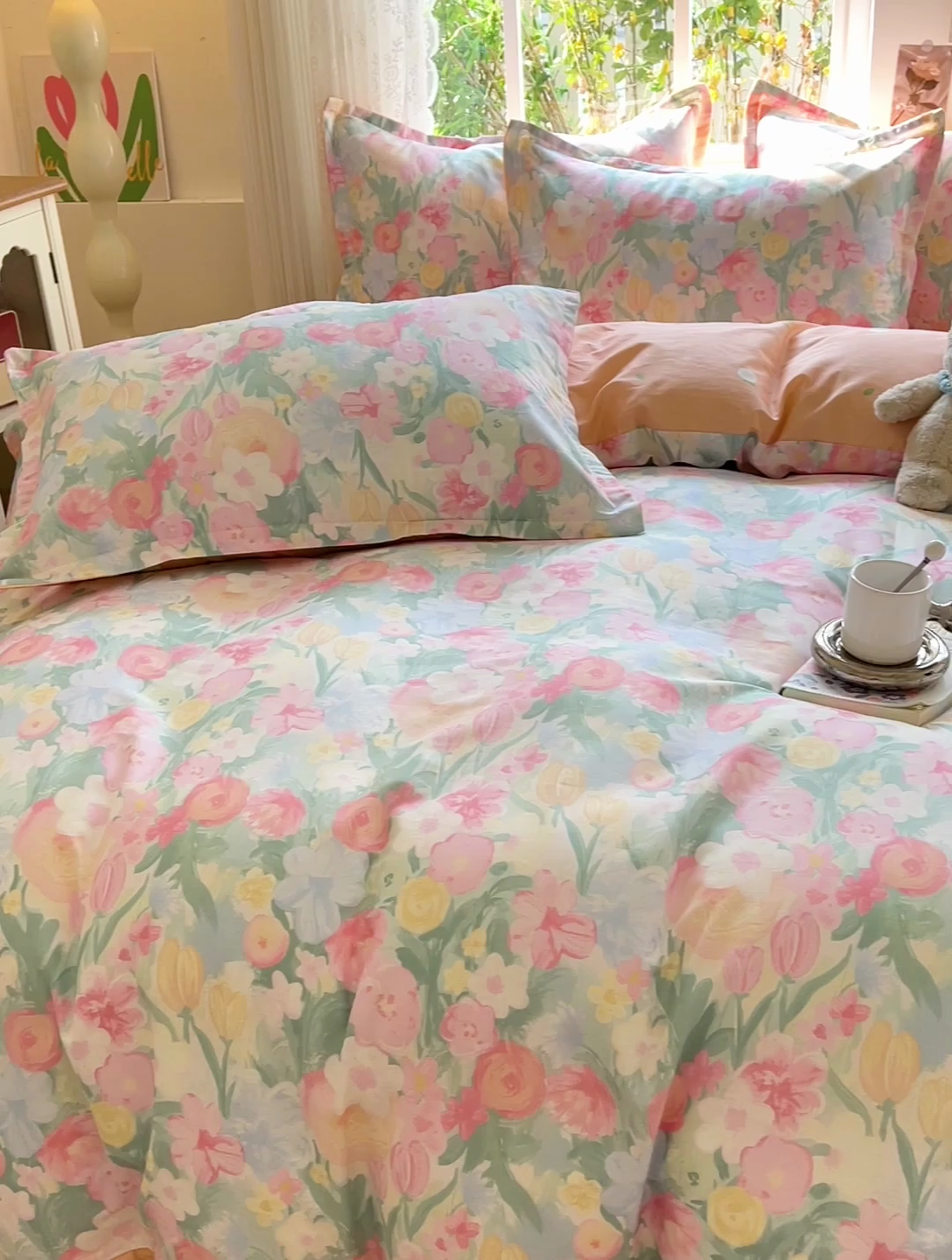 91家纺网 家纺一手货源 找家纺 卡普纯棉全棉四件套13070喷气床单款床笠款三件套 蒂芙娜-粉