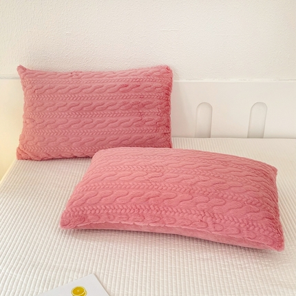 云玲时尚 2025新款麦穗兔毛绒枕套 豆沙