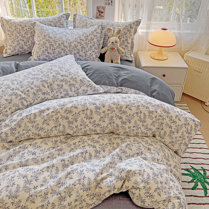 91家纺网 家纺一手货源 找家纺 卡普纯棉全棉四件套13070喷气床单款床笠款三件套 墨兰