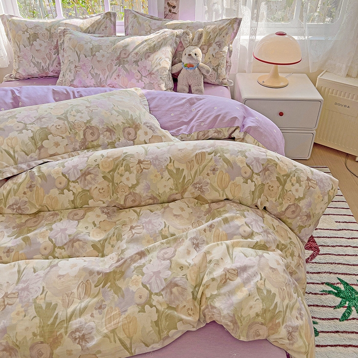 91家纺网 家纺一手货源 找家纺 卡普纯棉全棉四件套13070喷气床单款床笠款三件套 蒂芙娜-咖