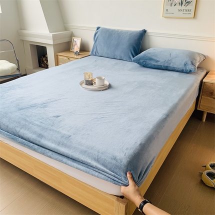 泽西家纺 2024新款高克重加厚牛奶绒单床笠 跨境 外贸 牛奶绒床笠-星空蓝