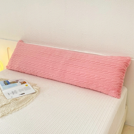 云玲时尚 2025新款麦穗兔毛绒双人枕套 粉