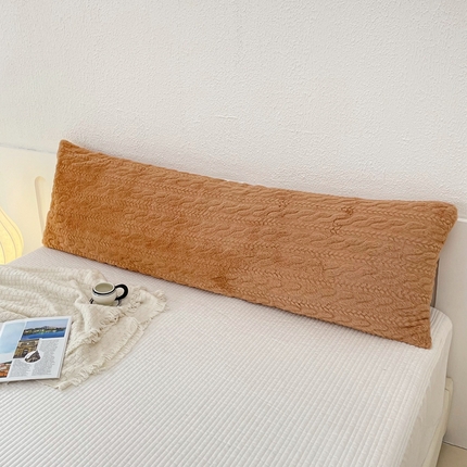 云玲时尚 2025新款麦穗兔毛绒双人枕套 棕