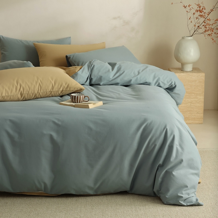 91家纺网 家纺一手货源 找家纺 轩和家居 2024新款50S长绒棉磨毛四件套（控价：179 、229 、249 床笠+10元） 灰蓝+田园风光