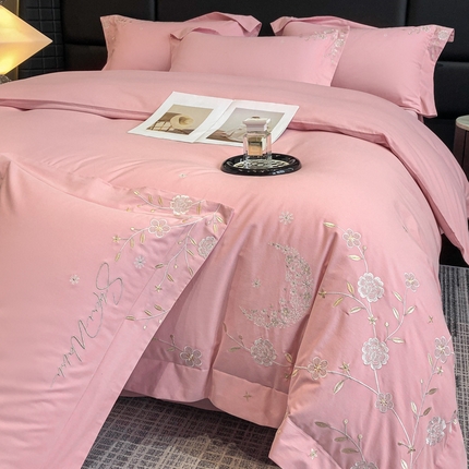 家居1号家纺 2024新款全棉陶瓷磨毛四件套-黛安娜 黛安娜-玫瑰粉