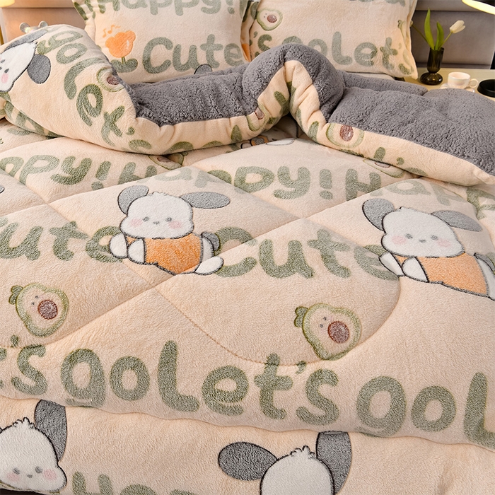 91家纺网 家纺一手货源 找家纺 锦逸家居 2024新款AB版雪花绒冬被羊羔绒冬被被子被芯春秋被 萌宠乐园