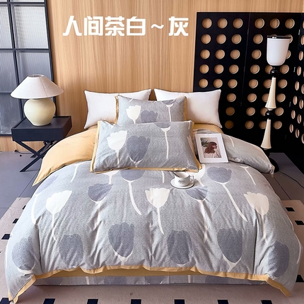 91家纺网 家纺一手货源 找家纺 （总）未来家居 2024新款卡口款全棉加厚活性超柔磨毛四件套