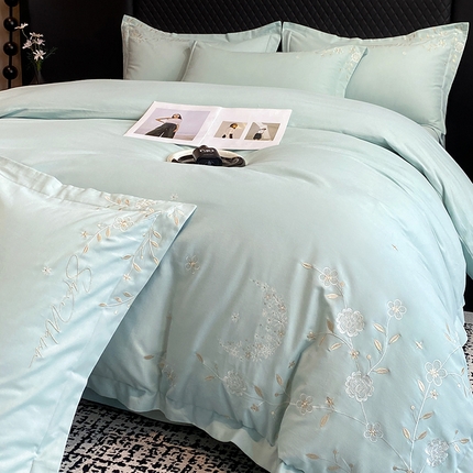 家居1号家纺 2024新款全棉陶瓷磨毛四件套-黛安娜 黛安娜-冰海蓝